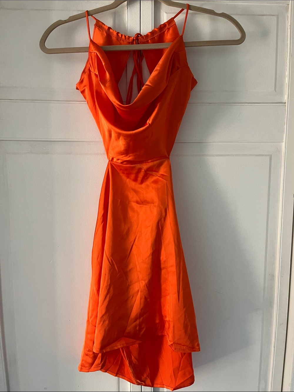 NWT SHEIN Bright Orange Cowl-Back Slip Dress, Size Medium